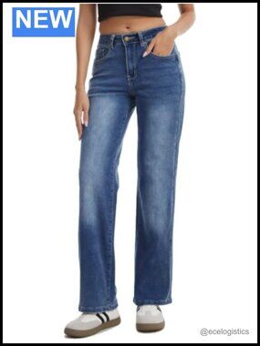 Stretchy Baggy Straight Leg Jeans for Tall Women 32/34/36 Inseam